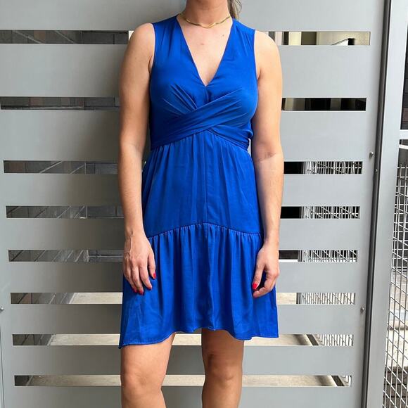 Kobi Halperin Cobalt Blue Sleeveless V Neck Wrap Dress Size XS - Picture 2 of 7